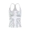 Verão Novo Estilo Estampa Cruz Milênio Detalhe de Strass Regata Modelagem Justa Peça de Sobrepor Vintage para Meninas Quentes Atacado