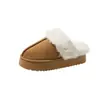 Pantuflas de algodón cálidas y de suela blanda para mujer, para uso en casa, otoño e invierno 2026, de suela gruesa, que aumentan la altura, de felpa, peludas, de punta cerrada, para usar en exteriores.
