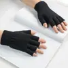 Nuevos guantes cálidos de color liso de medio dedo para hombres y mujeres, estilo delgado, de punto para invierno, a prueba de frío, para ciclismo, trabajo, escritura, guantes sin dedos