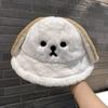 Sombrero de Pescador con Orejas de Perro para Niños Otoño e Invierno Sombrero de Cubo de Felpa Coreano Lindo Exhibición de Cara Sombrero de Cuenca Pequeño Sombrero Cálido para Estudiantes