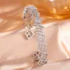 RAKOL Moda Luxo Leve Cobre Incrustado Zircônia Trevo de Quatro Folhas Aberto Ajustável Pulseira Feminina Nicho Toque de Alto Padrão Joia de Mão