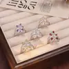 Anel de Prata S925 com Pedra de Cristal Natural para Mulheres Ajustável Série de Pedras Coloridas Transfronteiriça Peridoto Topázio Estilo Quente Xiaohongshu