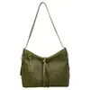 Bolsa Tote de Ombro com Padrão Trançado, Fechamento por Cordão, Alça Larga Ajustável, Estilo Coreano Casual, Coleção Primavera/Verão 2026