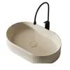 Lavabo de Encimera Rayado Estilo Crema Más Vendido Transfronterizo Lavabo Artístico Estilo Hotel Cerámico Lavabo de Baño Lavabo