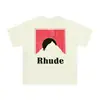 Marca de Nicho de Moda Rhude Verano Nueva Bandera de Corona Streetwear Retro Holgada Camiseta de Cuello Redondo de Manga Corta para Hombres y Mujeres
