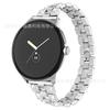 Adecuado para Google Pixel Watch1/2/3/4 Correa de Reloj Inteligente Correa Metálica de Diamantes Brillantes de Doble Fila Roscada