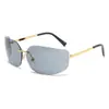 2024 nuevas gafas de sol sin montura con borde marrón vintage para mujer, personalidad, protector solar, montura grande, gafas de sol Y2K, anti-ultravioleta-
