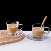 Taza de Vidrio Transparente Resistente al Calor con Asa, Taza de Café, Taza para Café Helado Mocha Caramelo Latte, Taza para Beber Té de Cafetería
