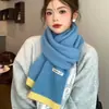 Bufanda de Punto de Estilo Coreano Nueva Versátil de Color Contrastante Suave y Sedosa para Mujer Moda de Invierno Versátil Cálida Estudiante Gruesa a Prueba de Frío
