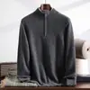 Suéter 100% caxemira pura para homens, gola alta com zíper, suéter casual de malha de manga longa, novo outono/inverno 2026, quente