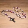 Amazonas Piedra Natural Colgante de Cruz Collar Piedra Ojo de Tigre Cruz Vesícula Biliar de Hierro Rosario para Hombres Collar Venta al por Mayor