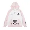Sudadera estilo coreano dulce y fresca con estampado de estrellas y bordado de bolsillo de gatito, unisex, corte holgado, chaqueta casual y moderna