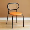 Silla de Comedor Tejida de Ratán Nórdico Hogar Lujo Ligero Vintage Celebridad de Internet B&B Restaurante Silla con Respaldo Tejido de Ratán Retro Silla de Hotel Americana