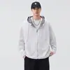 Sudadera cárdigan a cuadros casual de moda para otoño con capucha para hombre, chaqueta con cuello acanalado, prenda exterior de manga larga para hombre