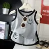 Conjunto de Chaleco de Algodón Puro Nuevo para Primavera y Verano Ropa de Casa para Niños Niños Niñas Pijamas de Dibujos Animados Cómodos Ropa para Bebés