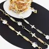 Cadena de Cobre Chapada en Oro de 18 Quilates para Collar de Joyería DIY Cadena Retorcida de Perla de Cristal Flor de Ciruelo Fuerte Retención de Color Cadena para Accesorios de Moda Piezas de Cadena
