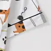 Cardigan Cruzado Europeu e Americano de Seda Leiteira Pijama Estampado de Cor Clara para Mulheres Conjunto de Roupa de Casa Casual Respirável com Shorts de Manga Curta