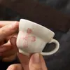 Xícara de chá de cerâmica com flor de cerejeira pintada à mão, conjunto de chá kung fu estilo japonês, xícara individual, xícara do mestre, xícara de degustação