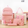 Mochila Escolar para Estudante Estilo Pequeno Fresco Estilo Campus Mochila da Moda Conjunto de Quatro Peças Estilo Coreano Casual Leve Mochila para Viagem e Computador