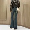 Jeans Micro-La Feminino Estilo Novo Primavera 2025 Calça Flare Pequena Solta Estilo Americano Primavera e Outono
