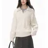 Suéter de dos piezas splicing estilo POLO retro, unisex, nuevo estilo otoño e invierno, tejido casual y de alta gama para parejas