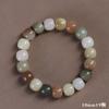 Jade blanco natural raíz de Bodhi león Xingshi proverbio de seis palabras placa pulsera de juego para hombre y mujer pulsera decorativa de cuentas de Buda suaves para enrollar en el dedo