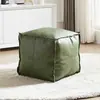 Funda de otomana de cuero para guardar ropa vieja no utilizada, taburete bajo para sofá, puf para sala de estar, reposapiés, taburete de almacenamiento de ropa para personas perezosas