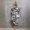 Vestido de Falda Larga de Manga Larga de Botón Sencillo Holgado de Moda de Amazon Transfronterizo para Mujer Otoño e Invierno 2025