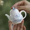 Moji Jade Mud Porcelana Branca Narciso Cerâmica Pintada à Mão Conjunto de Chá Kung Fu Conjunto de Chá Bola Furo Filtro Porcelana Branca Pote de Mão Doméstico