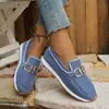 Mocasines de Malla con Hebilla Metálica para Mujer Planos Slip-on Zapatos Perezosos Transpirables Ligeros Casuales Zapatos Individuales