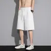 Shorts Waffle Versátil Estilo Americano para Meninos, Cor Sólida Soltinho Casual Tendência Jovem Cinco Pontos