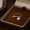 Anillo Abierto de Perla de Agua Dulce Estilo Francés Retro con Galvanoplastia de Oro Real para Mujer Diseño de Nicho Anillo Sencillo para Dedo Anillo para Dedo Versátil
