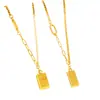 Joyería de oro Puzuo con oro brillante de 24 quilates, rico collar de oro pequeño, temperamento versátil, lingote de oro AB sólido, cadena para la clavícula para mujer