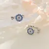 Seleção de Arte Olhos Azuis Zircônia Redonda Brincos Unissex Estilosos para Homens e Mulheres Argolas Turcas Olho Grego