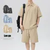 Nuevo Traje Casual de Hombre Verano 2026 con Camisa Polo de Manga Corta con Solapa y Pantalones Cortos, Conjunto de Dos Piezas Suelto y Moderno para Hombre