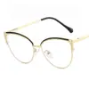 Moda europea y americana nuevo estilo diamantes de imitación metal mujer elegantes y únicos modernos pierna de resorte anti-luz azul gafas planas