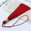 Borla redonda de 12 cm con hilo dorado, estilo chino, hecha a mano, marcapáginas, borla, flecos, caja de regalo, colgante de abanico, adornos decorativos