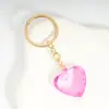 Chaveiro de Acrílico Cristalino com Corrente de Quatro Seções, Formato de Coração Doce, Fofo, Girly, Transfronteiriço, Criativo, para Pendurar na Bolsa