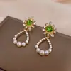 @Procesando Artículo: Pendientes de Girasol Super Brillantes Completamente Incrustados de Diamantes con Forma de Gota de Agua para Mujer, Exquisitos y de Alta Gama, Pendientes de Botón Versátiles