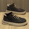 Botas Sapatos Masculinos Primavera Estilo Britânico Retrô Casual Sapatos de Couro Masculinos Couro Genuíno Impermeável Antiderrapante Cano Médio Trabalho Botas Curtas
