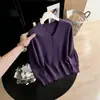 Top de punto con cuello en V y manga larga con cuentas Otoño/Invierno 2026, Suéter liso simple