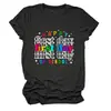 Feliz Primer Día de Clases Sitio Independiente de Amazon Moda Casual Camiseta de Manga Corta con Cuello Redondo para Mujer