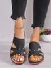 Pantuflas de cuña europeas y americanas Verano 2025 Punta redonda Suela gruesa Moda Casual Calzado exterior Sandalias de una tira para mujer Calzado exterior