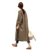 Primavera/Verano 2026 Estilo Coreano Tallas Grandes Holgado Lino Delgado Largo Hasta la Rodilla Media Longitud Algodón Lino Protector Solar Chaqueta Cárdigan para Mujer