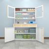 Gabinete Médico Occidental con Lavabo, Mesa Dispensadora y Gabinete para Medicamentos con Acabado de Madera Impresa por Transferencia para Clínicas y Consultorios Médicos Escolares