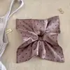 Lenço Quadrado de Cetim com Bolinhas Suave para Cabelo, Elástico de Cabelo, Acessório de Cabelo