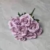 Flores Artificiales para Salón de Bodas, Ramo Falso de Rosas de 9 Cabezas, Adornos para Decoración del Hogar, Flores de Mano, Pared de Flores de Seda Transfronteriza