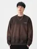 Ropa para Hombre Fengshe / Camiseta de Manga Larga para Hombre Primavera y Otoño, Estampado de Moda Degradado Lavado Estilo Americano Sudadera Pesada 360g Holgada