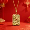Colar de liga metálica com pingente de dragão, pingente de colar estilo chinês novo vazado, acessório de metal decorativo com toque de alta qualidade