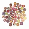 Venta al por mayor Comercio Electrónico Estilo Popular Bohemio Étnico Retro Estilo Botones de Madera Redondos Impresos Hexagonales Decorativos